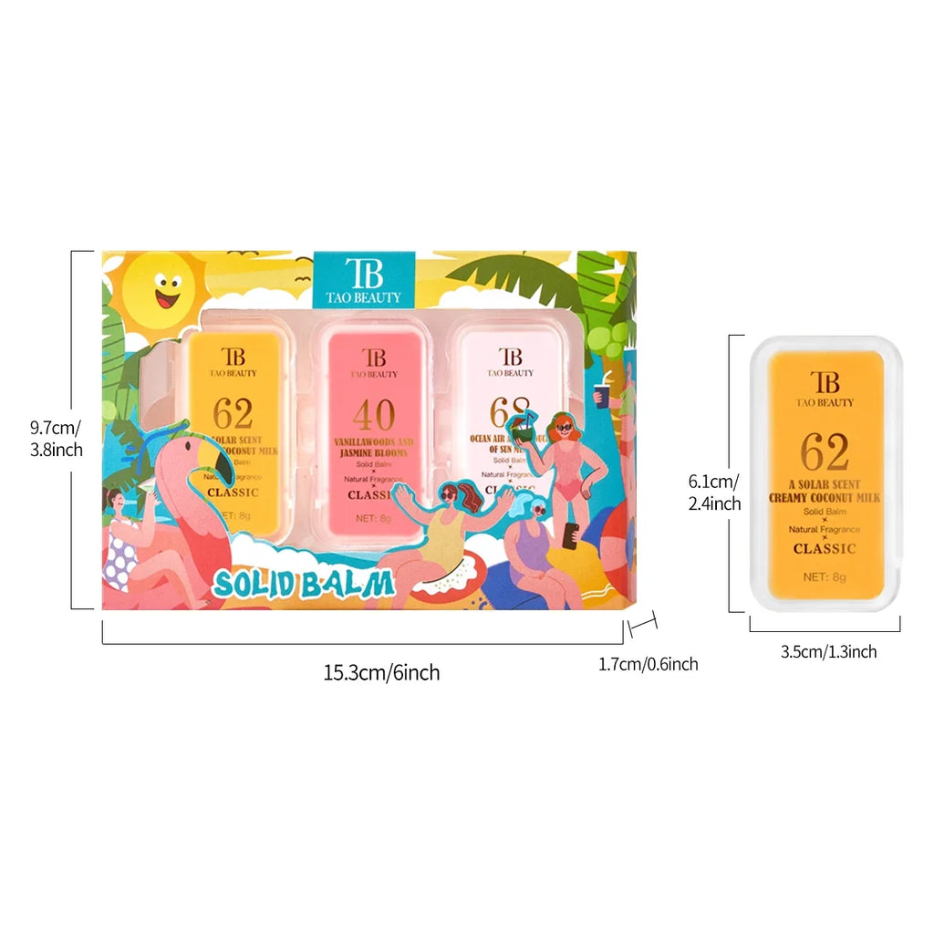 3-Pack Solid Fragrance Set – Alcohol-Free, Long-Lasting Scent Solid Fragrance Set Qme