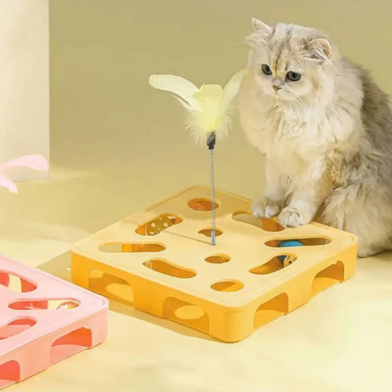 Interactive Cat Puzzle Toy with Feather – Self-Play Training Game Interactive Cat Toy Qme