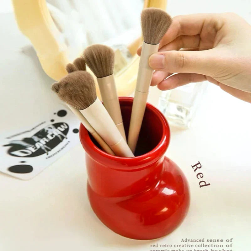 Red Boots Christmas Desk Organizer & Pen Holder Desk Organizer Qme