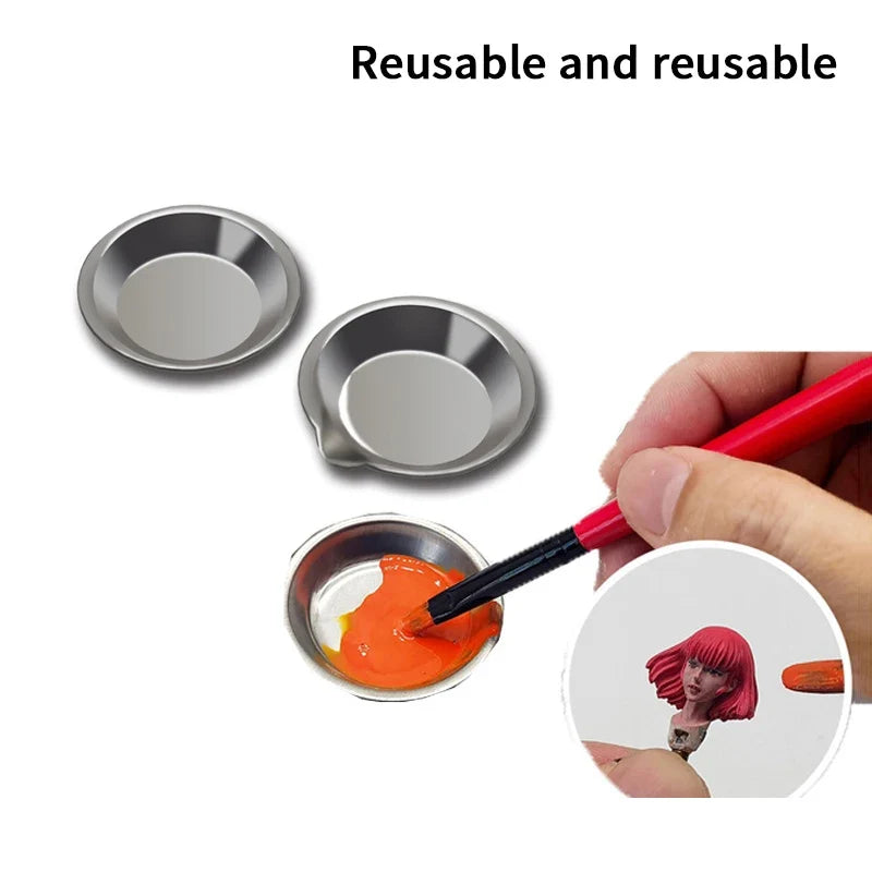 Stainless Steel Round Paint & Makeup Mixing Palette Tray Mixing Palette Tray Qme