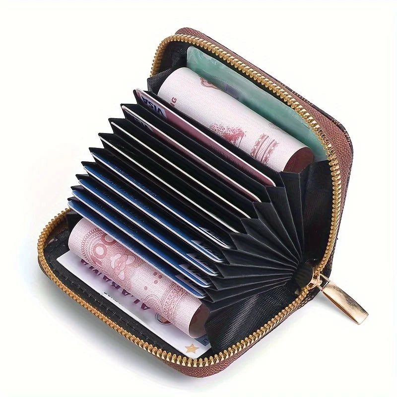 Accordion Card Holder Wallet & Coin Purse – Large Capacity Accordion Card Wallet Qme