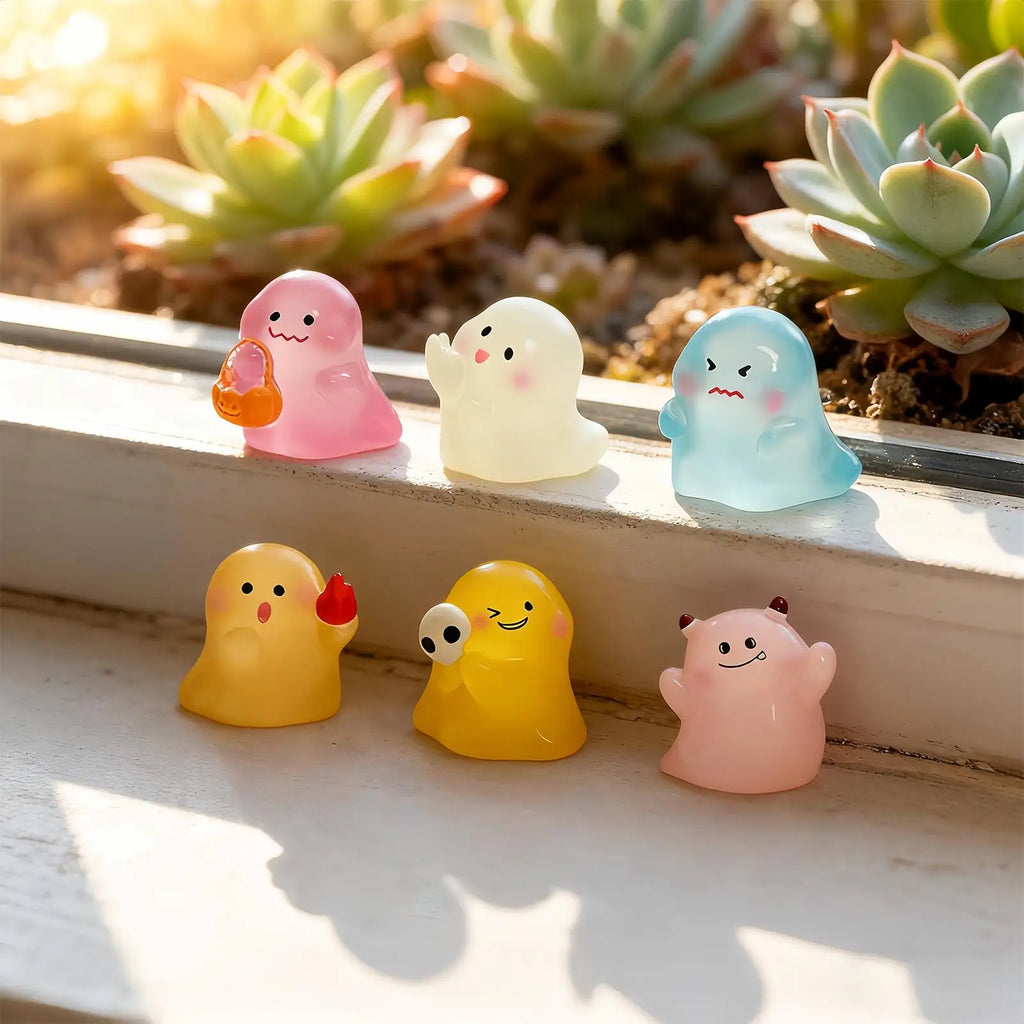 Luminous Ghost Halloween Resin Figurines Set of 6 | Home Decor Halloween Figurines Qme