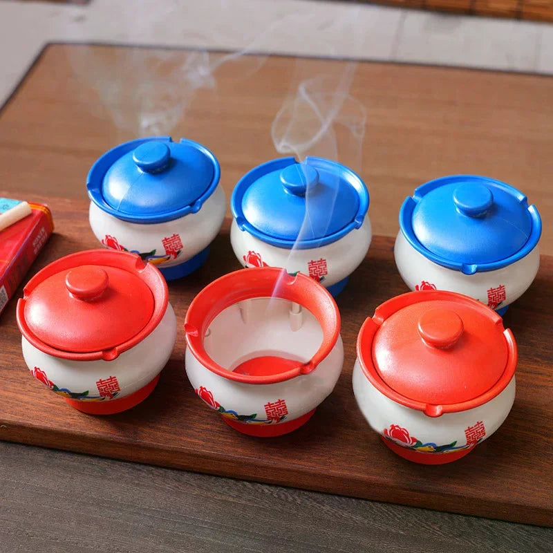 Retro Decorative Ashtray with Windproof Lid | Spittoon Style Decorative Ashtray Qme