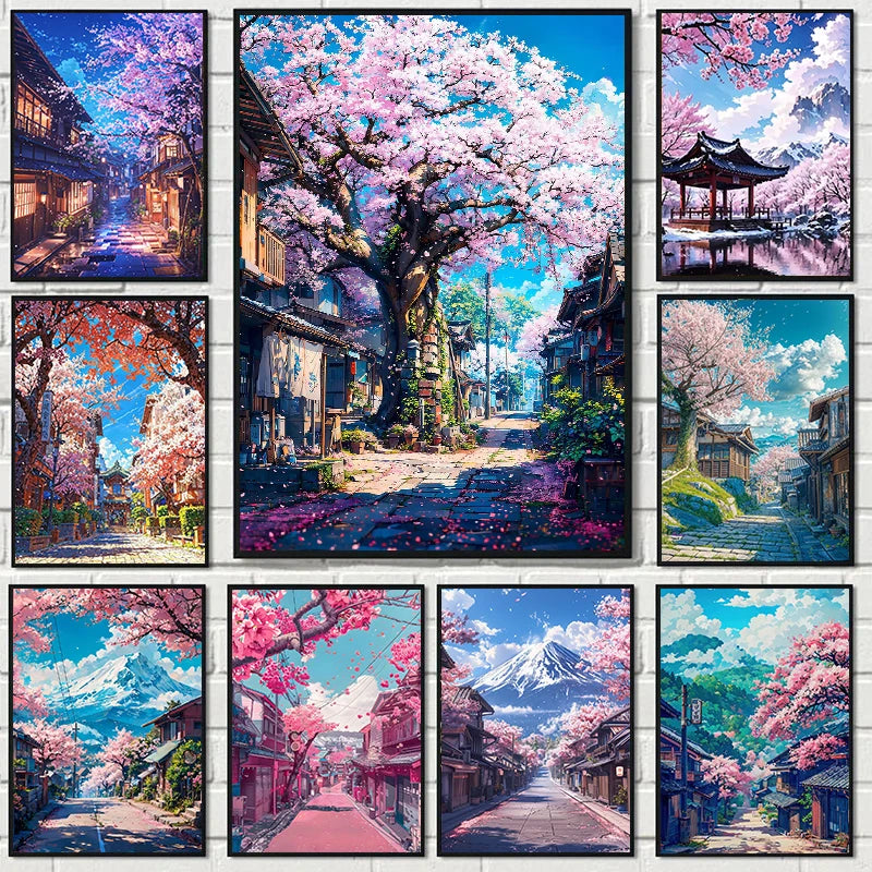 Japanese Cherry Blossom Mount Fuji Canvas Wall Art Print Canvas Wall Art Qst