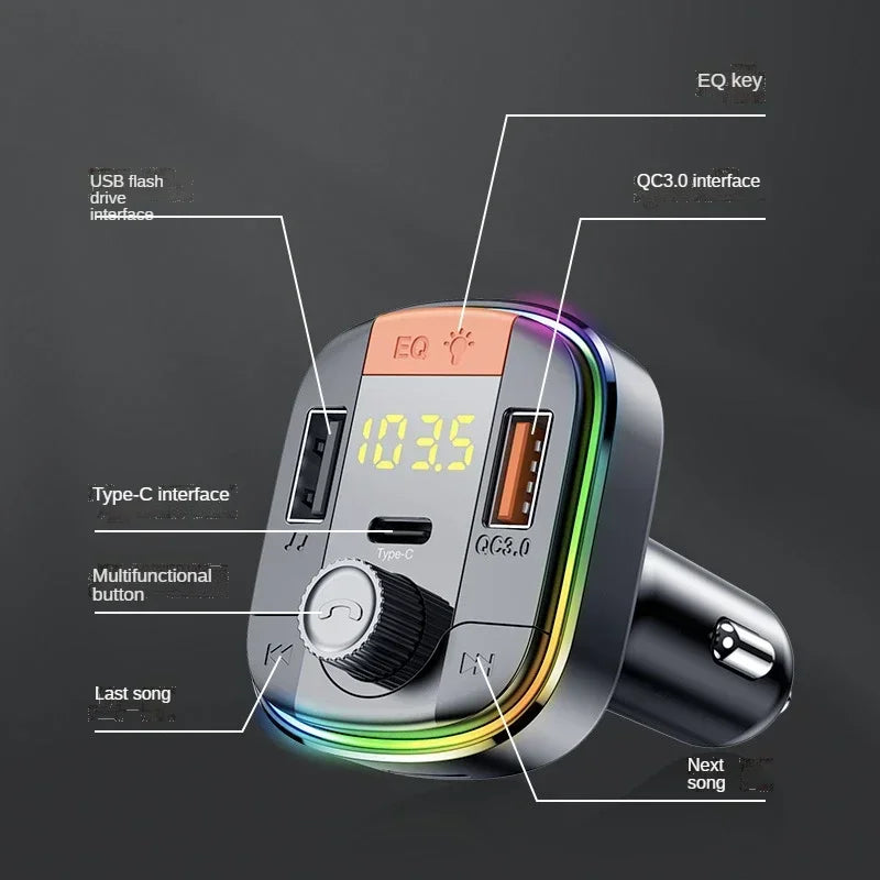 Dual USB PD18W QC3.0 Car FM Transmitter & Fast Charger Car FM Transmitter Qme