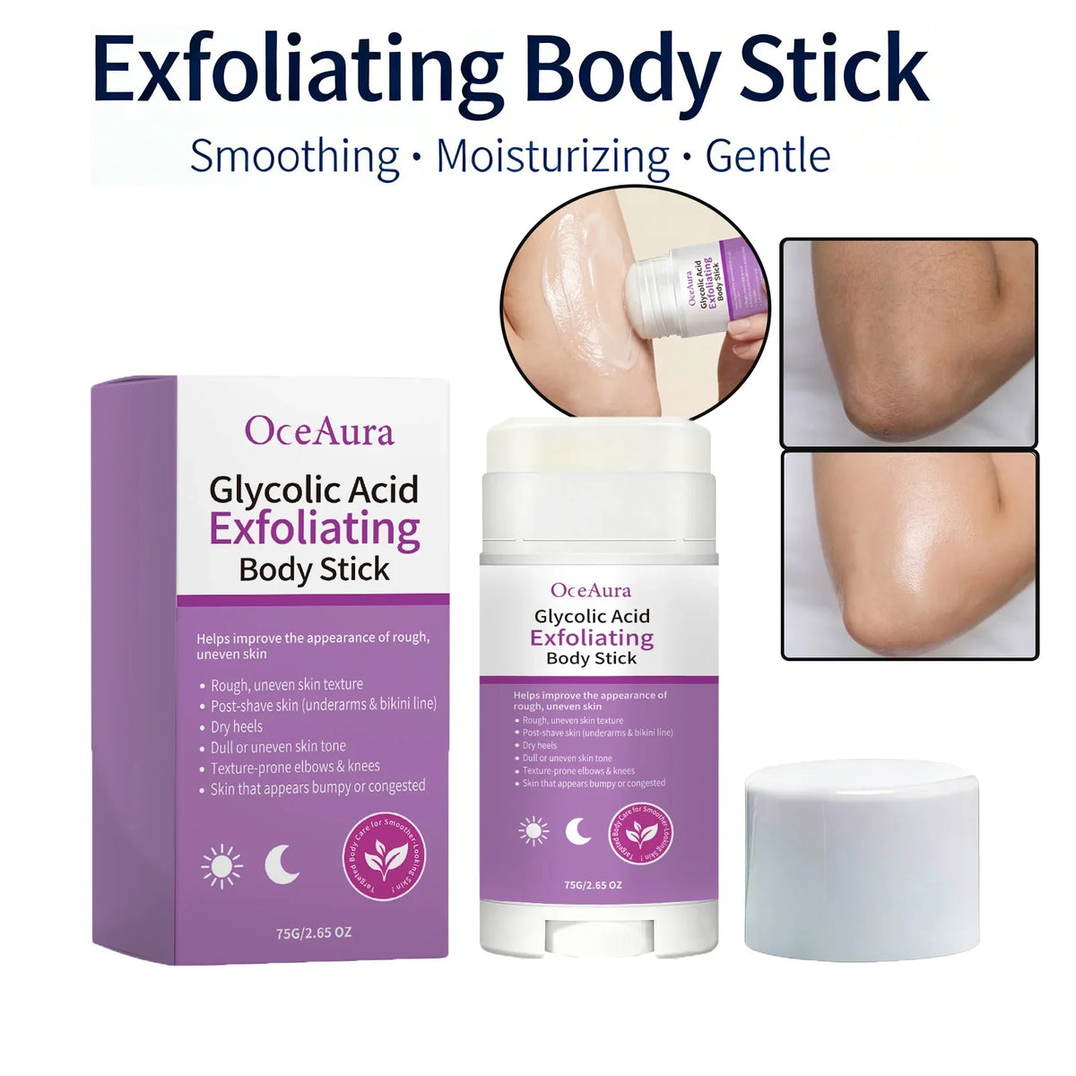 AHA BHA Exfoliating Body Stick with Shea Butter | Qme Body Exfoliating Stick Qme