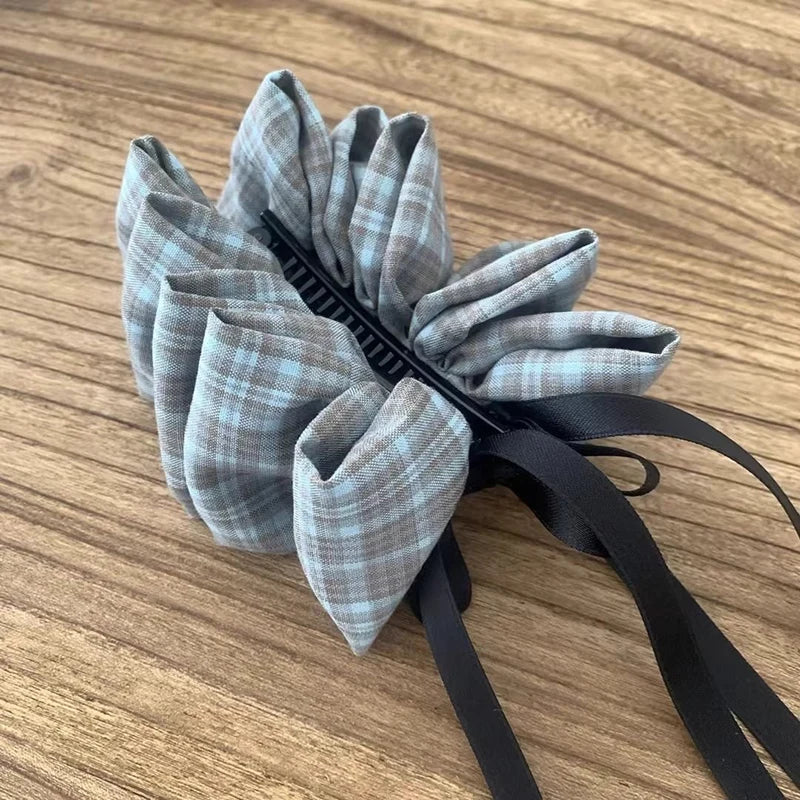 Women's Blue Bow Vintage Hairpin – High Ponytail Accessory Bow Hair Clip Qst Blue