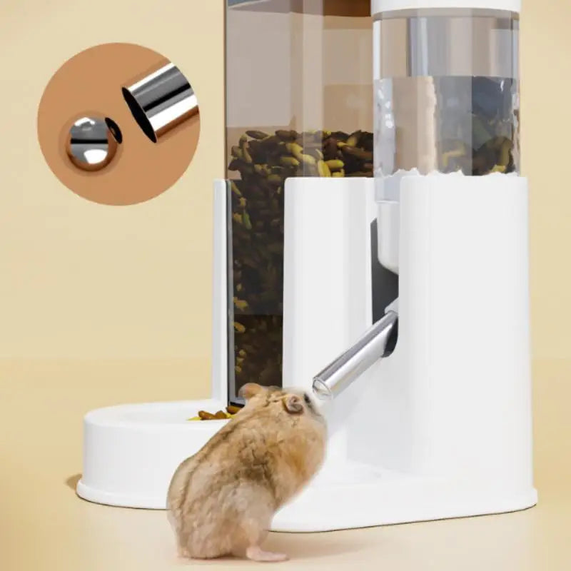 2-in-1 Automatic Hamster Feeder & Leakproof Water Dispenser Pet Feeder Waterer Qst