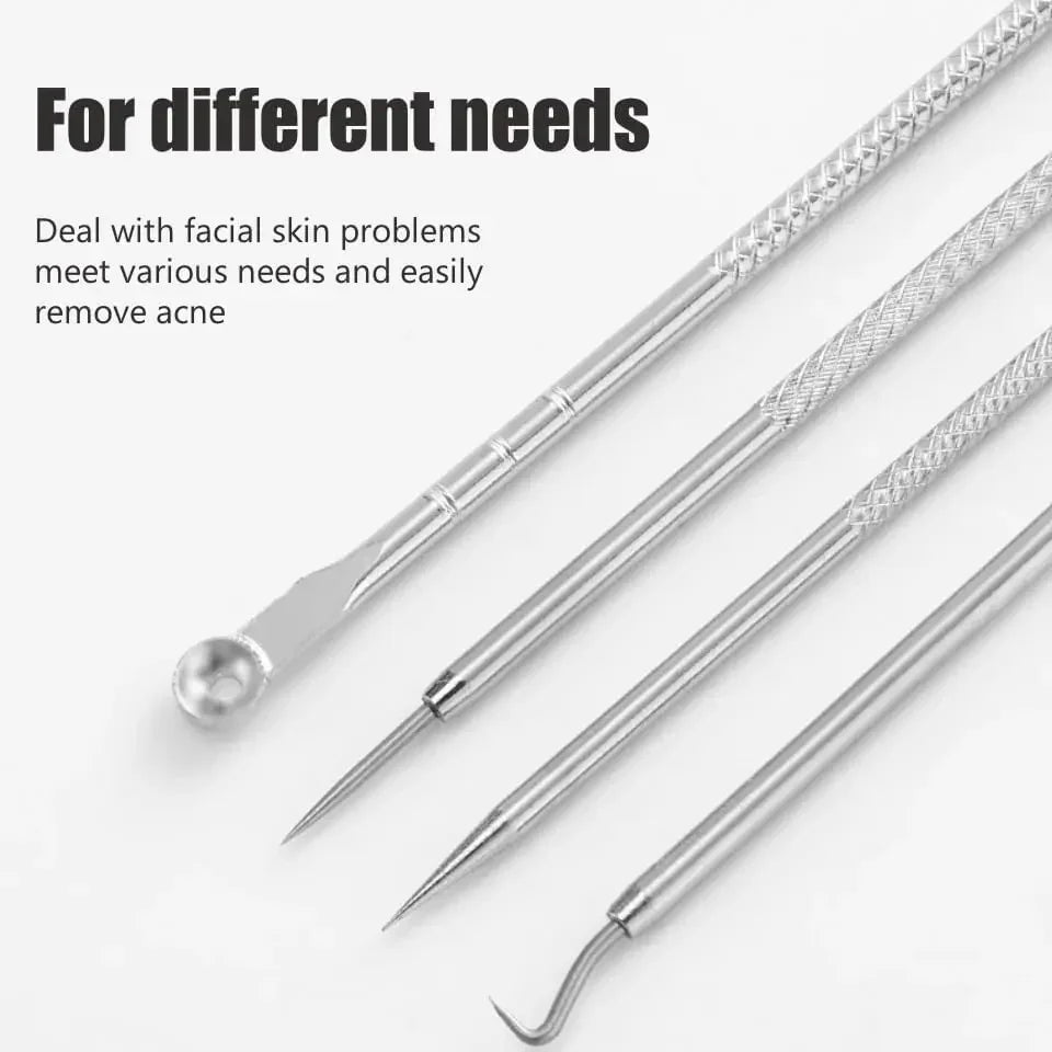 Blackhead Comedone Extractor Tool Set – 4-Piece Pore Cleaner Skin Care Tool Set Qme