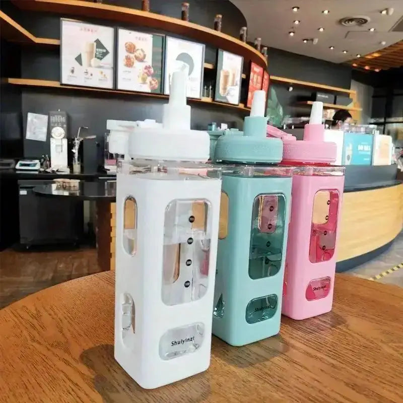 700ml Sport Water Bottle with Straw & Scale – Clear Plastic Sport Water Bottle Qme