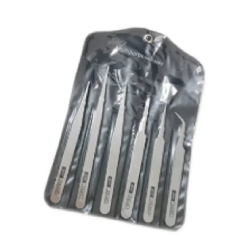 6-Piece Stainless Steel Precision Tweezers – Bent & Straight Precision Tweezers Set Qme 1Set