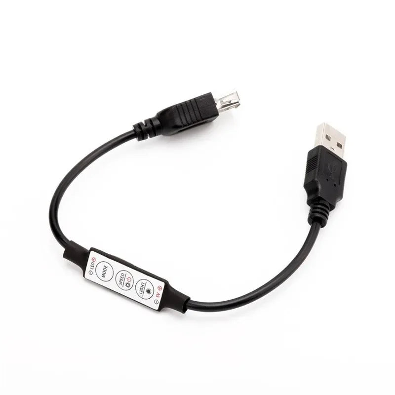 USB 5V Mini LED Light Controller – 3-Button Dimmer & Strobe LED Light Controller Qme