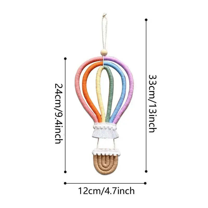 Boho Rainbow Hot Air Balloon Wall Hanging – Handmade Tassel Boho Wall Hanging Qme