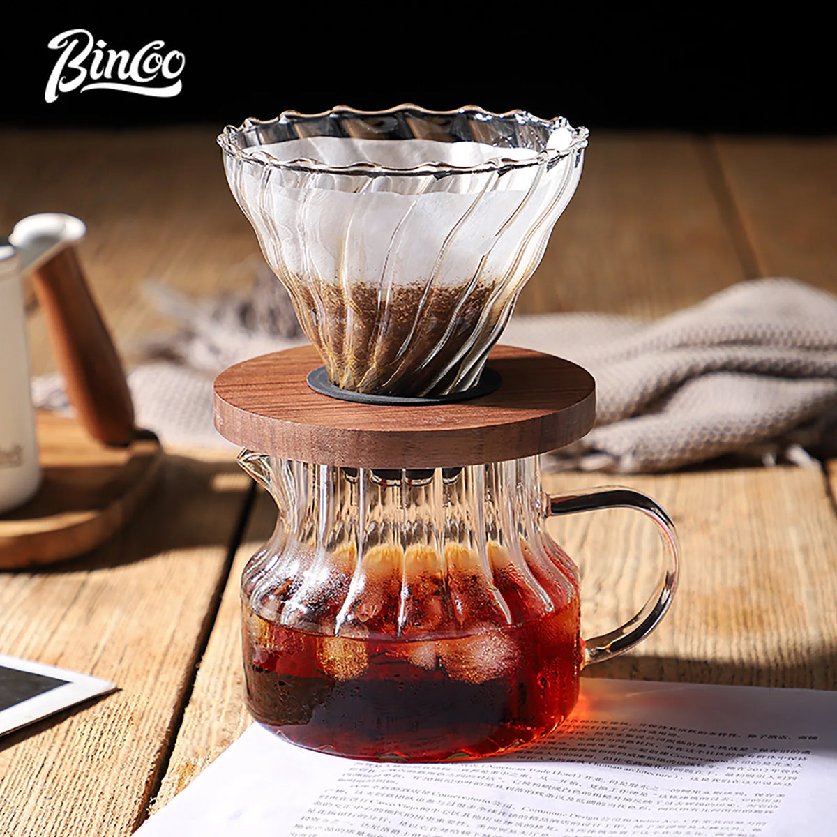 Bincoo 500ml Glass Pour Over Coffee Maker Set with Filter Pour Over Coffee Maker Qst