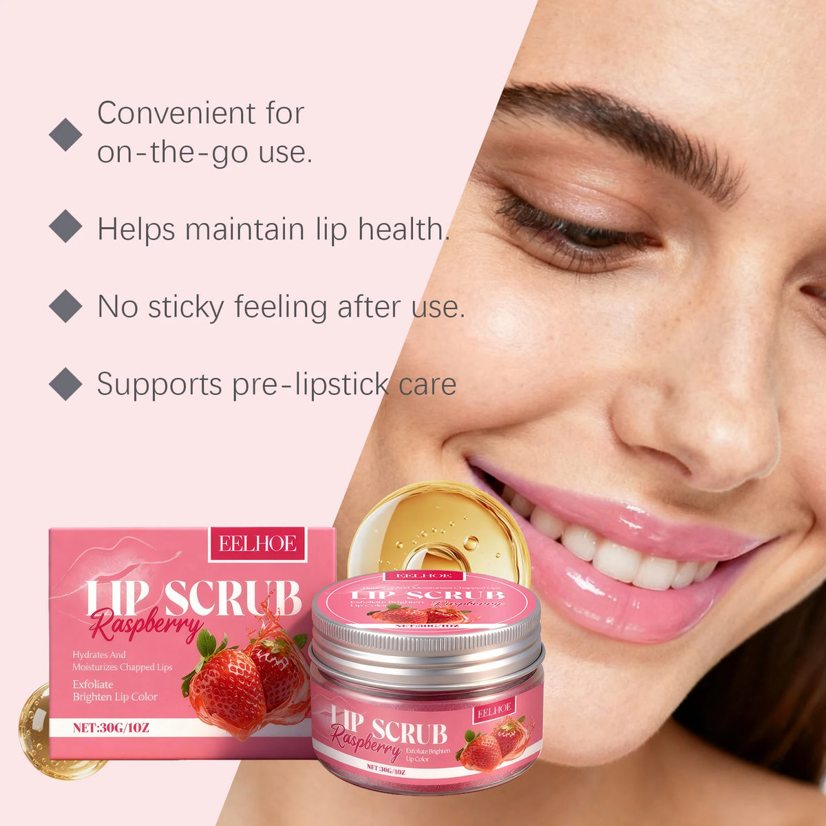 Strawberry Lip Scrub – Moisturizing & Brightening Lip Exfoliator Lip Scrub Qst