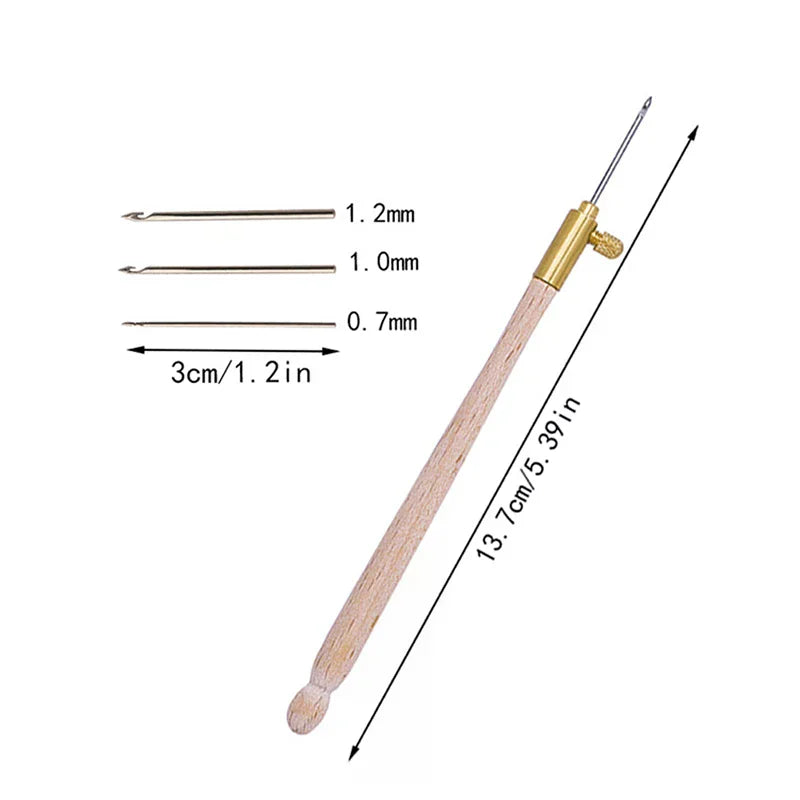 DIY Punch Needle Embroidery Set – Wooden Handle & 3 Needles Punch Needle Embroidery Set Qme
