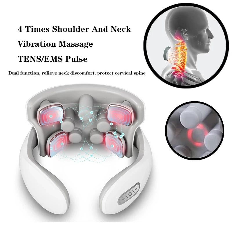 PAQIN Electric Neck Massager – Pulse, Vibration & Red Light Electric Neck Massager Qst