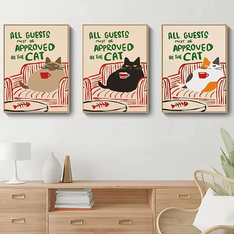 Funny Cat Approval Canvas Poster | Pet Lover Wall Art Canvas Wall Poster Qst