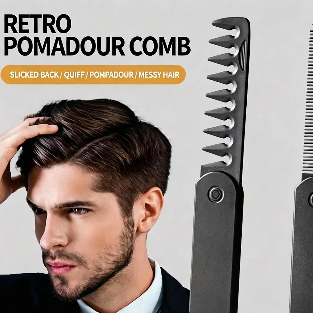 Portable Folding Pocket Comb – 2-in-1 Wide & Fine Tooth Folding Hair Comb Qme