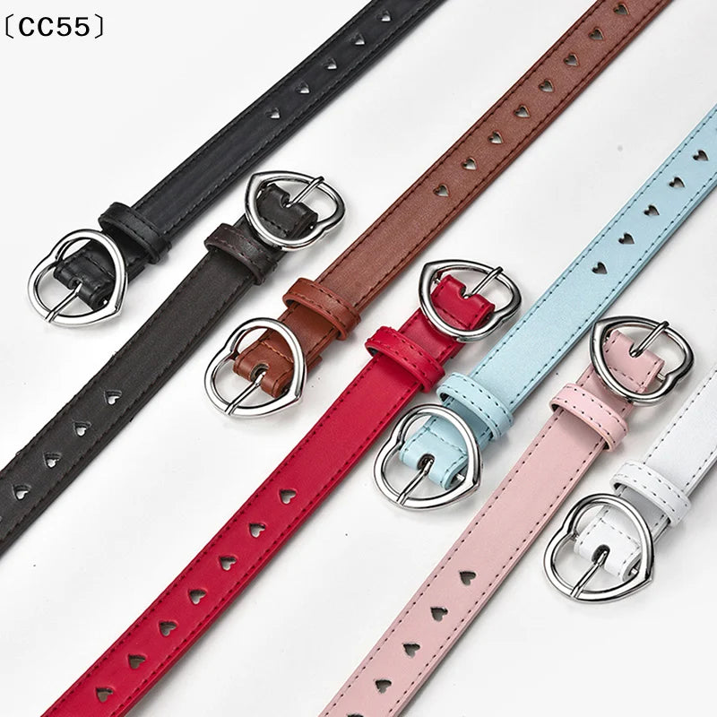 Skeleton Love Buckle Belt – Slim PU Leather Fashion Belt Fashion Belt Qst