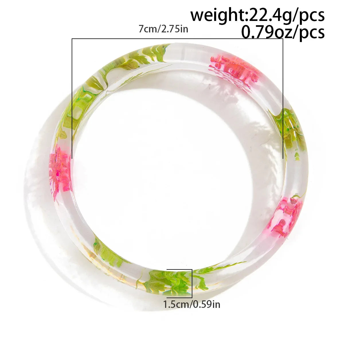 Floral Transparent Round Bangle Bracelet | Acrylic Daisy Bangle Bracelet Qme