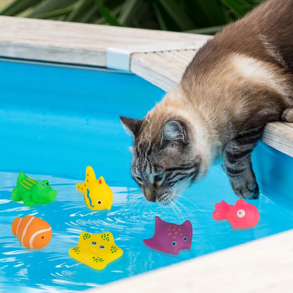 Interactive Squeaky Swimming Fish Cat Bath Toy | Pool Play Interactive Cat Toy Qme