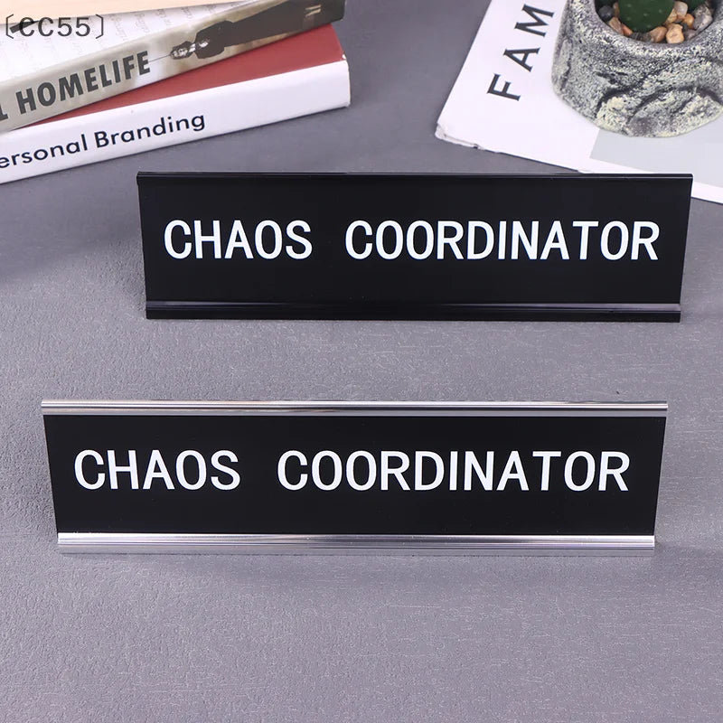 Chaos Coordinator Funny Desk Sign – Metal Office Name Plate Office Desk Sign Qst