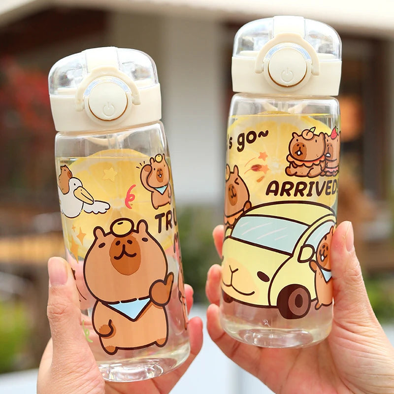 Capybara 400ml Kids Straw Water Bottle – BPA-Free Plastic Kids Straw Water Bottle Qst