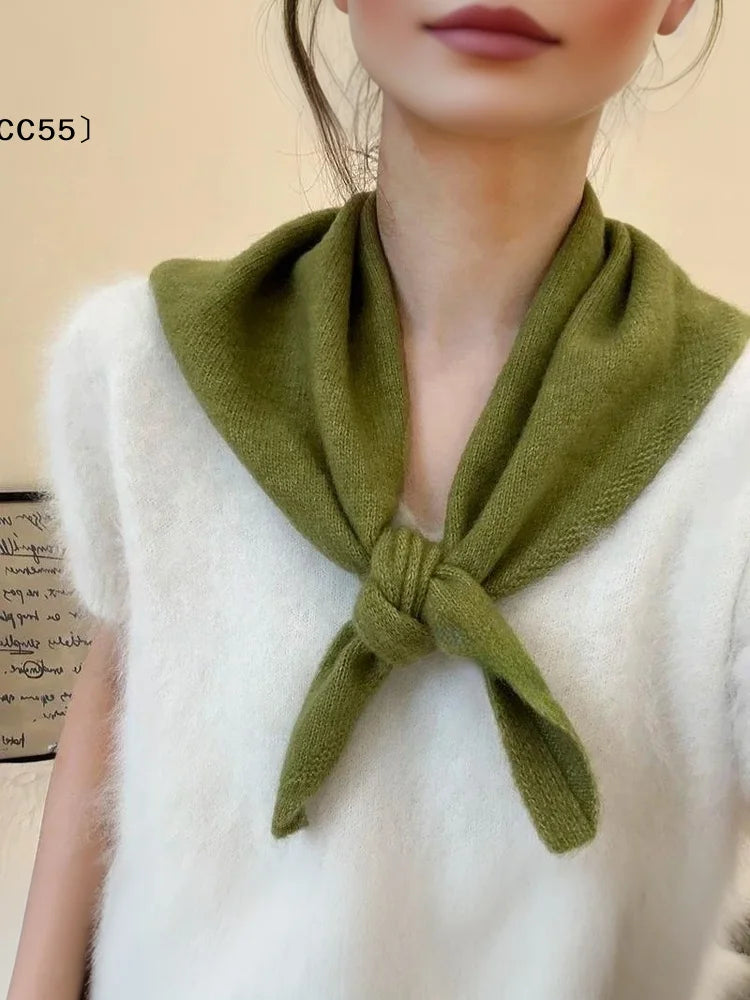 Women's Knitted Triangular Scarf – Warm Versatile Headscarf Knitted Triangle Scarf Qst