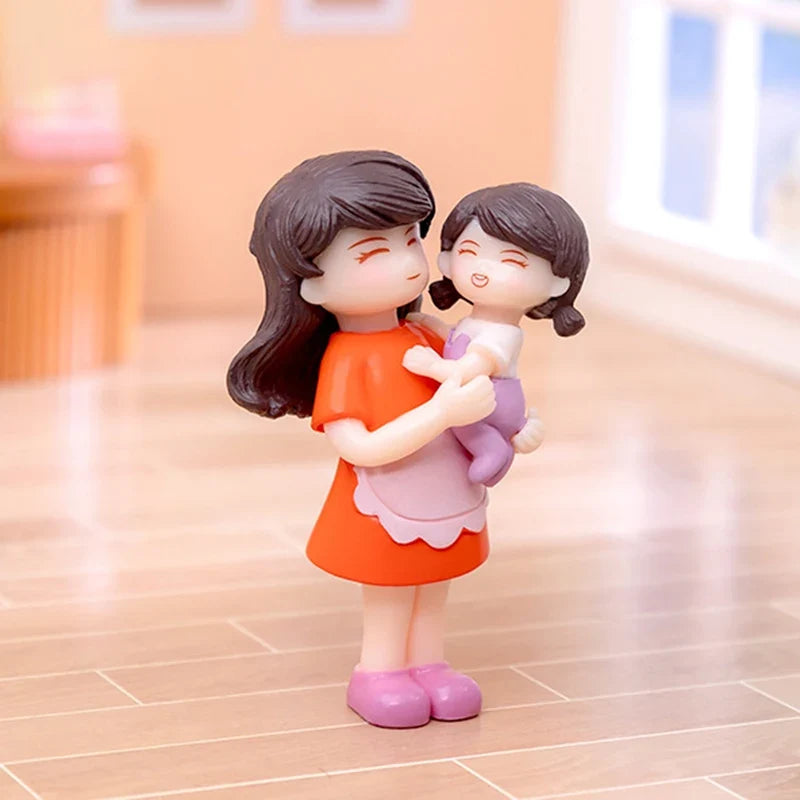DIY Miniature Figurines Mother & Daughter Desktop Ornament Miniature Figurine Qme