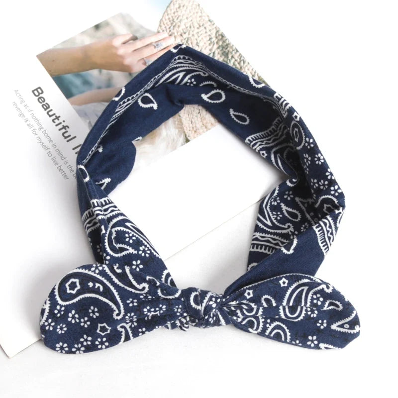 Women's Elastic Soft Vintage Headbands – Yoga & Workout Yoga Headband Qme Navy Blue