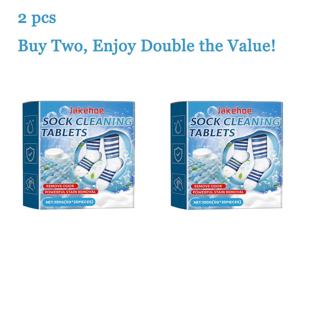 JAKEHOE 20PCS Sock Cleaning Tablets – Stain & Odor Remover Laundry Cleaning Tablets Qst 2 boxes