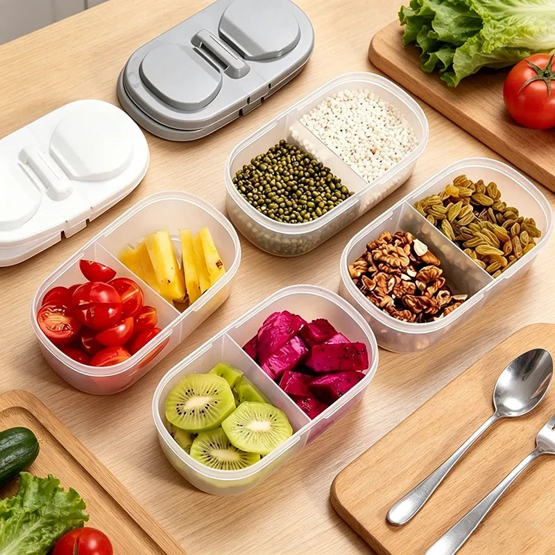 Double-Compartment Airtight Food Storage Container & Flip Lid Food Storage Container Qme