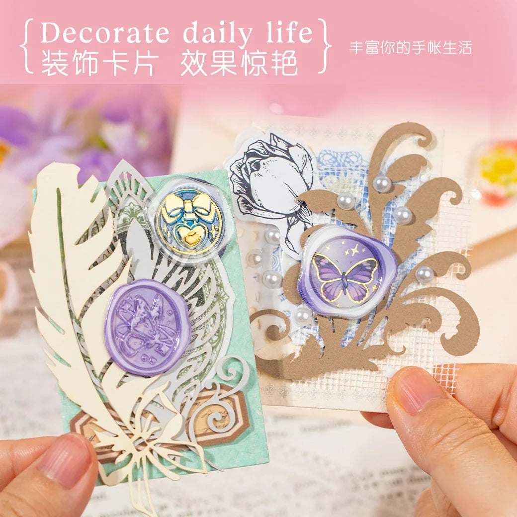 Floral Wax Seal Epoxy Stickers | DIY Scrapbook Craft Sheet Craft Sticker Sheet Qme