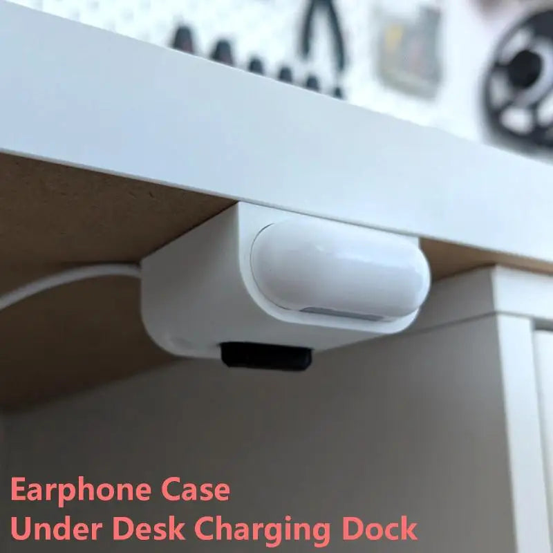 Under Desk Earphone Charging Dock – Adhesive Mount | Qme Earphone Charging Dock Qme Default Title