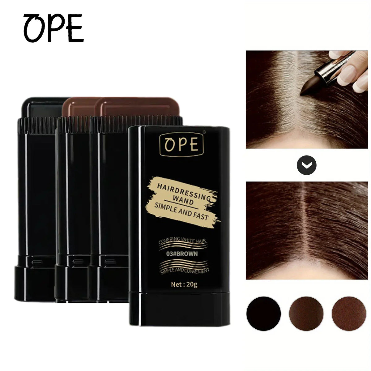 3-Color Temporary Hair & Beard Dye Touch-Up Stick | Portable Temporary Hair Dye Qme