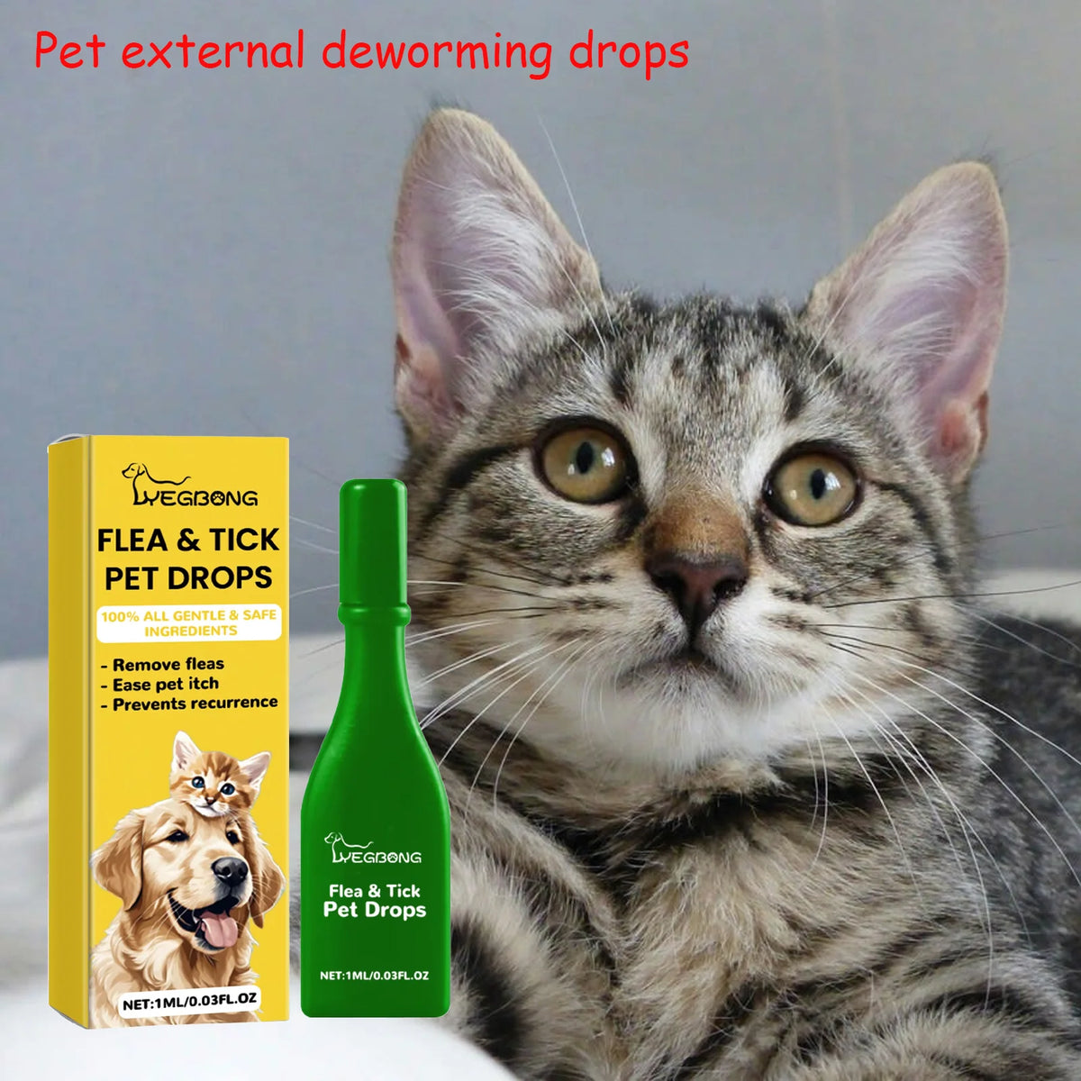 YEGBONG Cat Flea & Tick Treatment Drops | Insect Repellent Cat Flea Treatment Qst