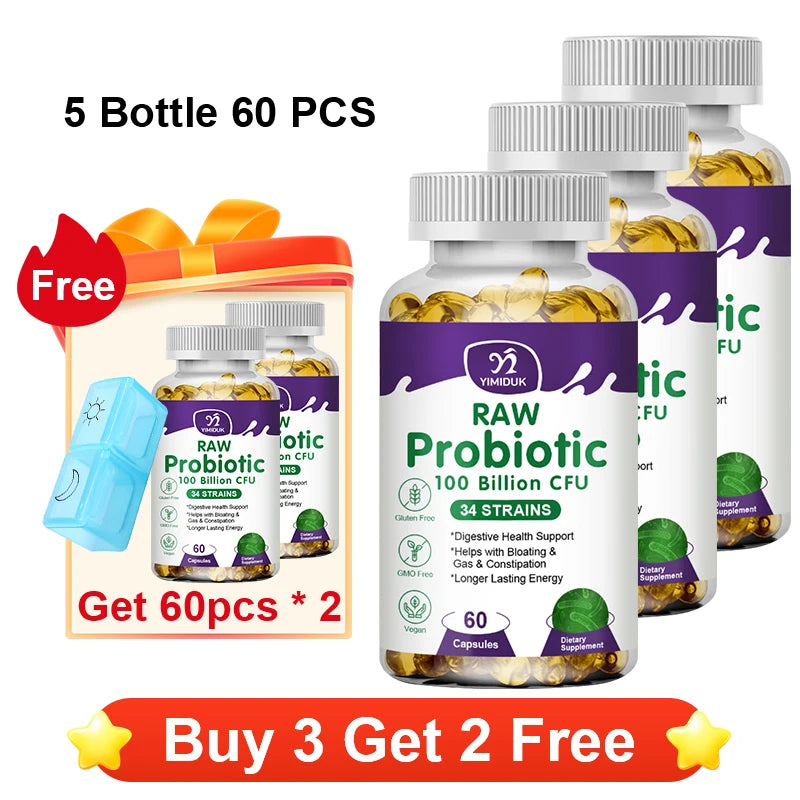 Yimiduk 100 Billion CFU Probiotic – 34 Strains, 120 Capsules Probiotic Supplement Qst 5x60pcs Best Offers