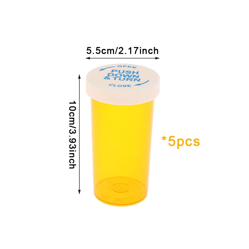 5-Pack Child-Resistant Pill Bottles – Travel Medicine Vials Pill Storage Bottles Qst A7