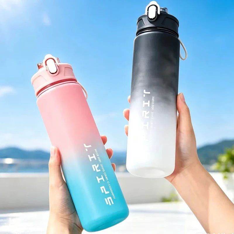800ml Leak-Proof Sports Water Bottle with Straw & Time Markers Sports Water Bottle Qme
