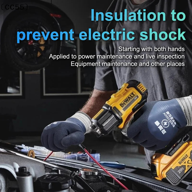 1000V Insulated Rubber Electrician Gloves – Non-Slip Safety Insulated Safety Gloves Qst