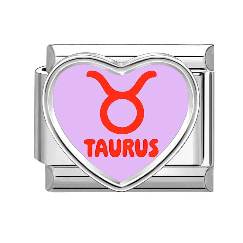 Zodiac Italian Charms – Virgo, Leo & Taurus Stainless Steel Charm Bracelet Links Qme Style 2