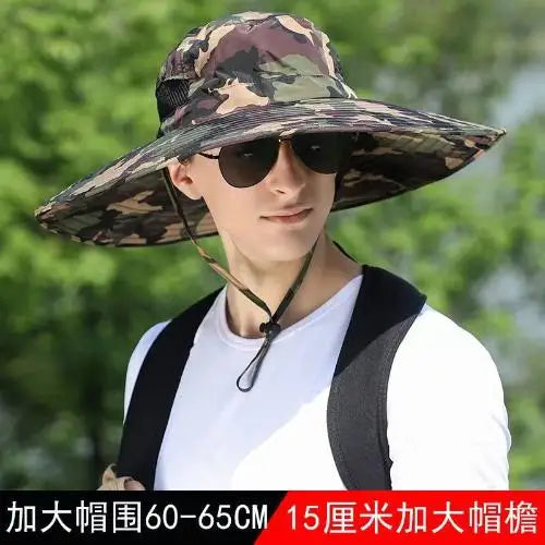 Large Head Sun Hat – Breathable Adjustable Outdoor Cap Outdoor Sun Hat Qme DGN circumference60-65cm