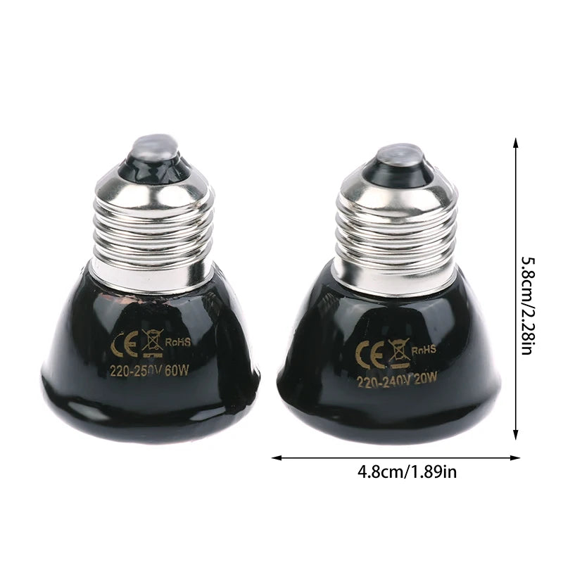 Ceramic Far Infrared Heating Lamp E27 20–80W for Reptiles Reptile Heating Lamp Qst