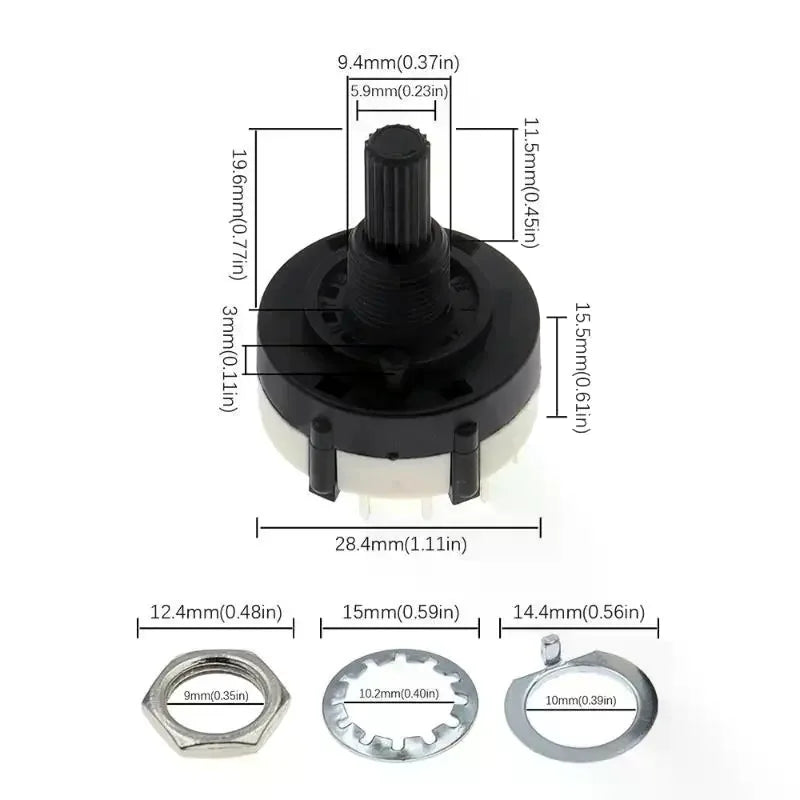 RS26 Rotary Selector Switch – 1-4 Pole, 6/12 Position Band Rotary Selector Switch Qme