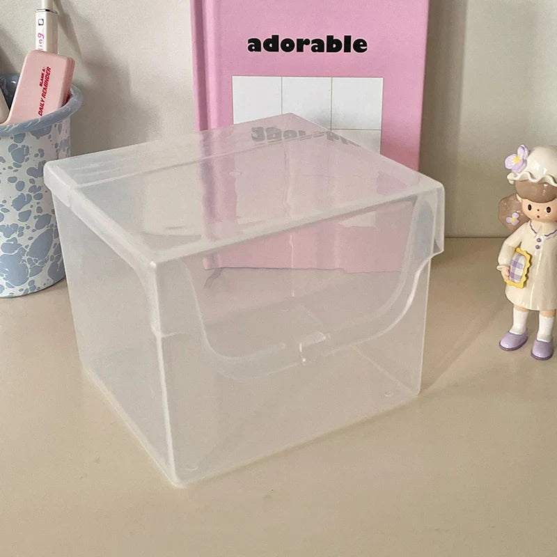 Transparent Storage Organizer Box for Photocards & Stationery Desk Storage Organizer Qme