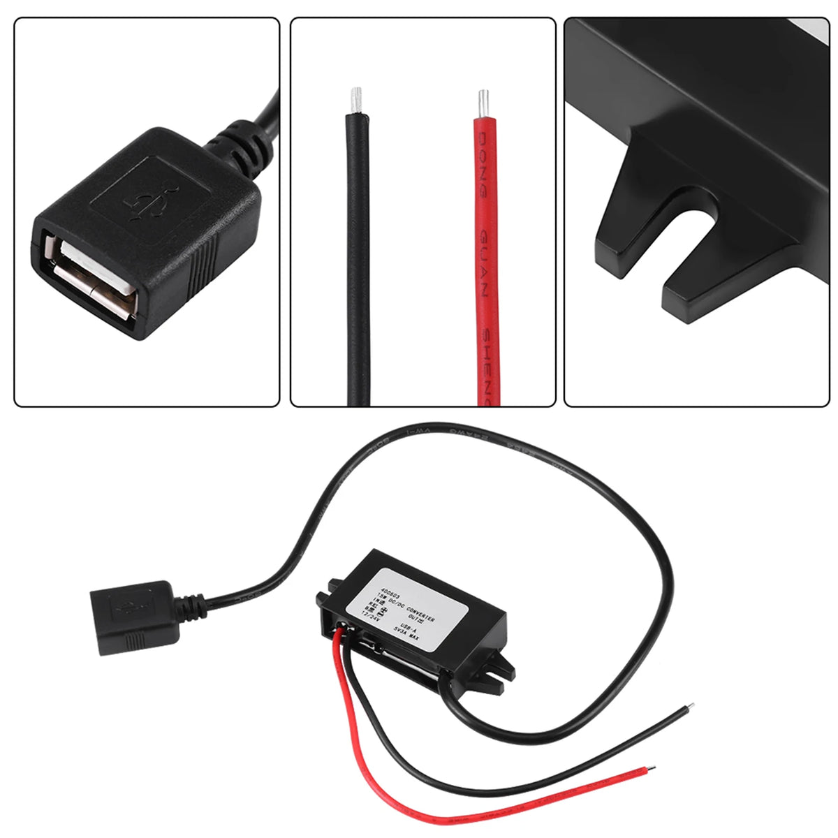 12V/24V to USB 5V 3A DC Buck Converter Step-Down Adapter DC Buck Converter Qst