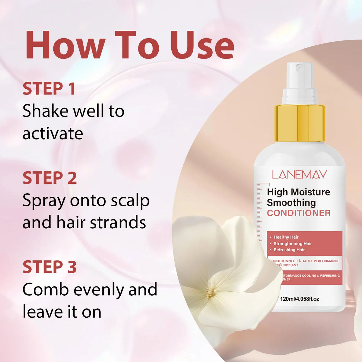 Lanemay High Moisture Smoothing Conditioner for Frizz-Free Hair Hair Conditioner Qst