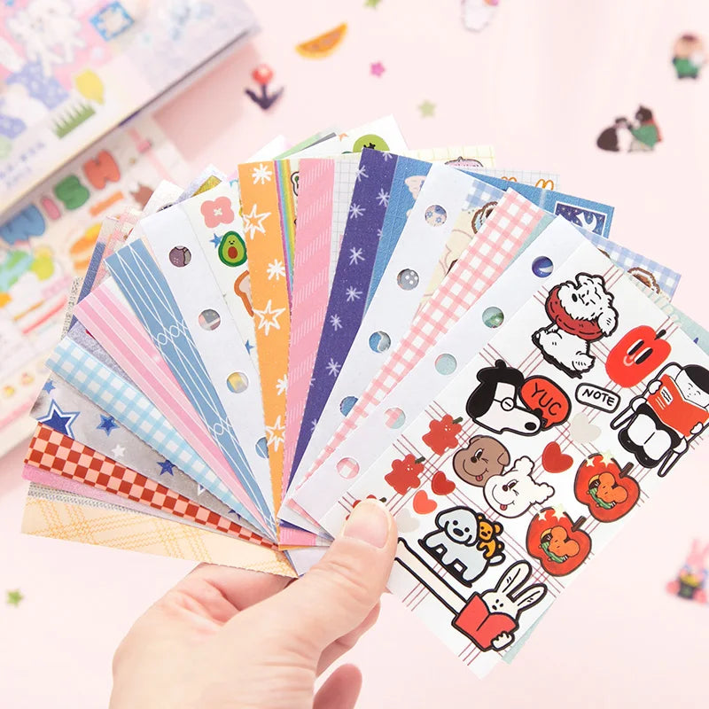30-Sheet Cute Cartoon Scrapbook Sticker Diary | 4 Colors Scrapbook Journal Qme