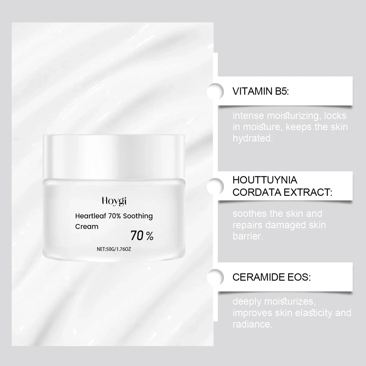 Heart Leaf 70 Soothing Cream – Ceramide & EOS Moisturizer Facial Soothing Cream Qme